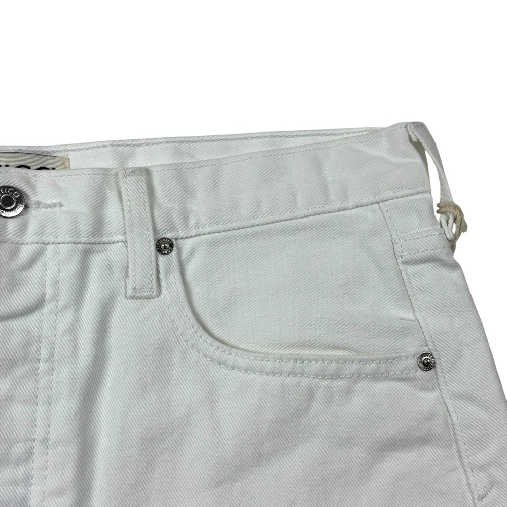 ETICA COTTON VINTAGE WHITE HAVEN HIGH RISE RELAXED RAW HEM BUTTON FLY SHORTS - Picture 7 of 12